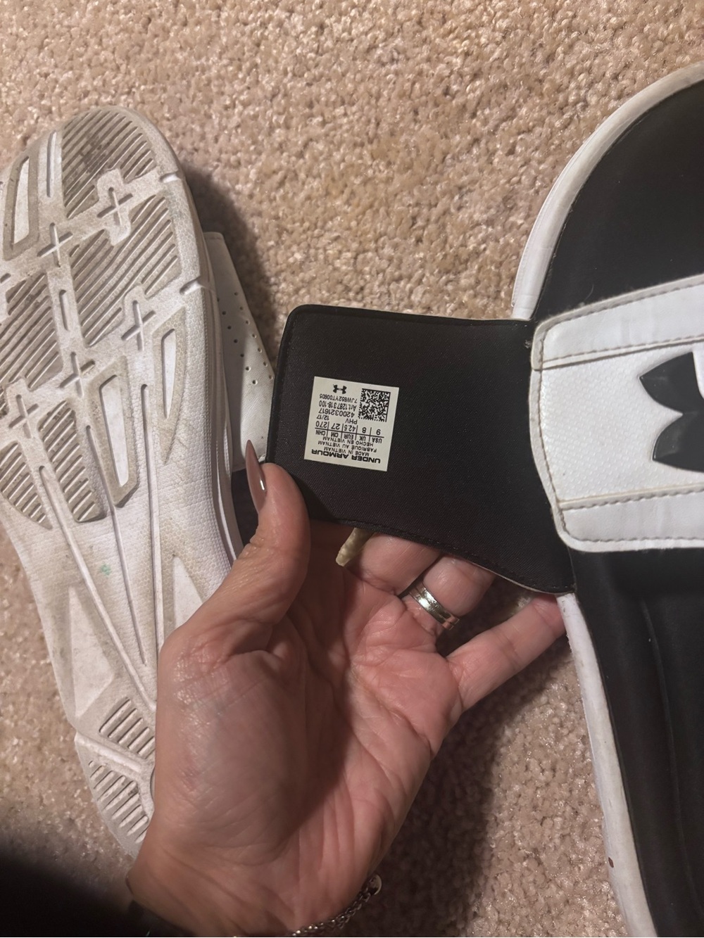 Under Armour Black and White Kids Slide Sandals